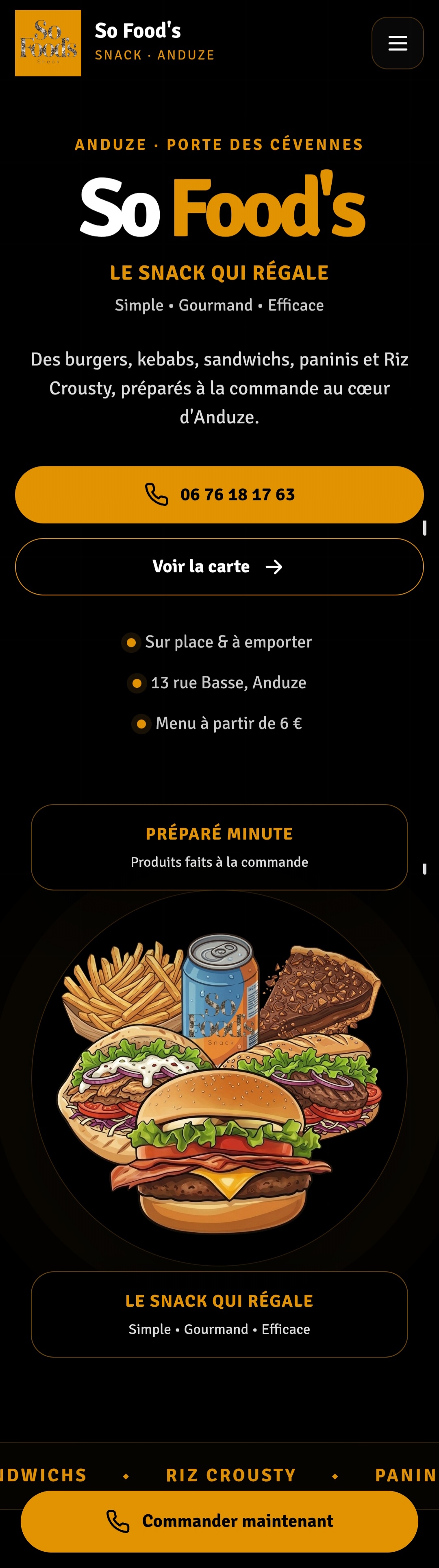 Site So Food's sur mobile